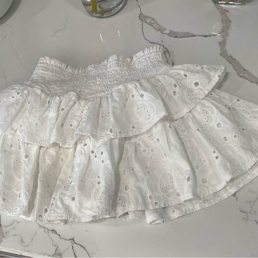 White Eyelet Ruffle Skirt